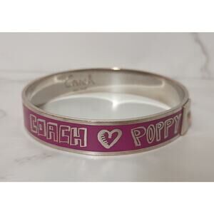 COACH Poppy Pink Enamel & Silver Bangle Bracelet